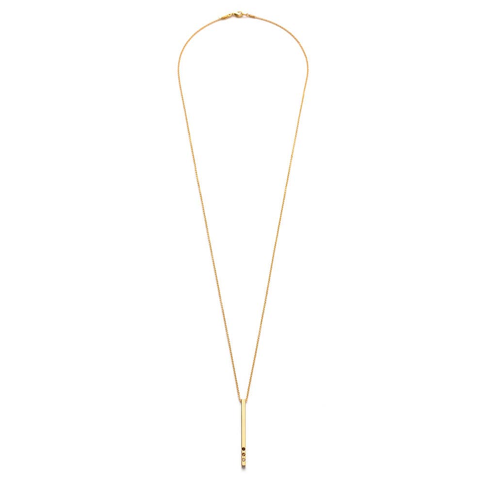 Gold Bar with Ombre Crystal Necklace: Earth