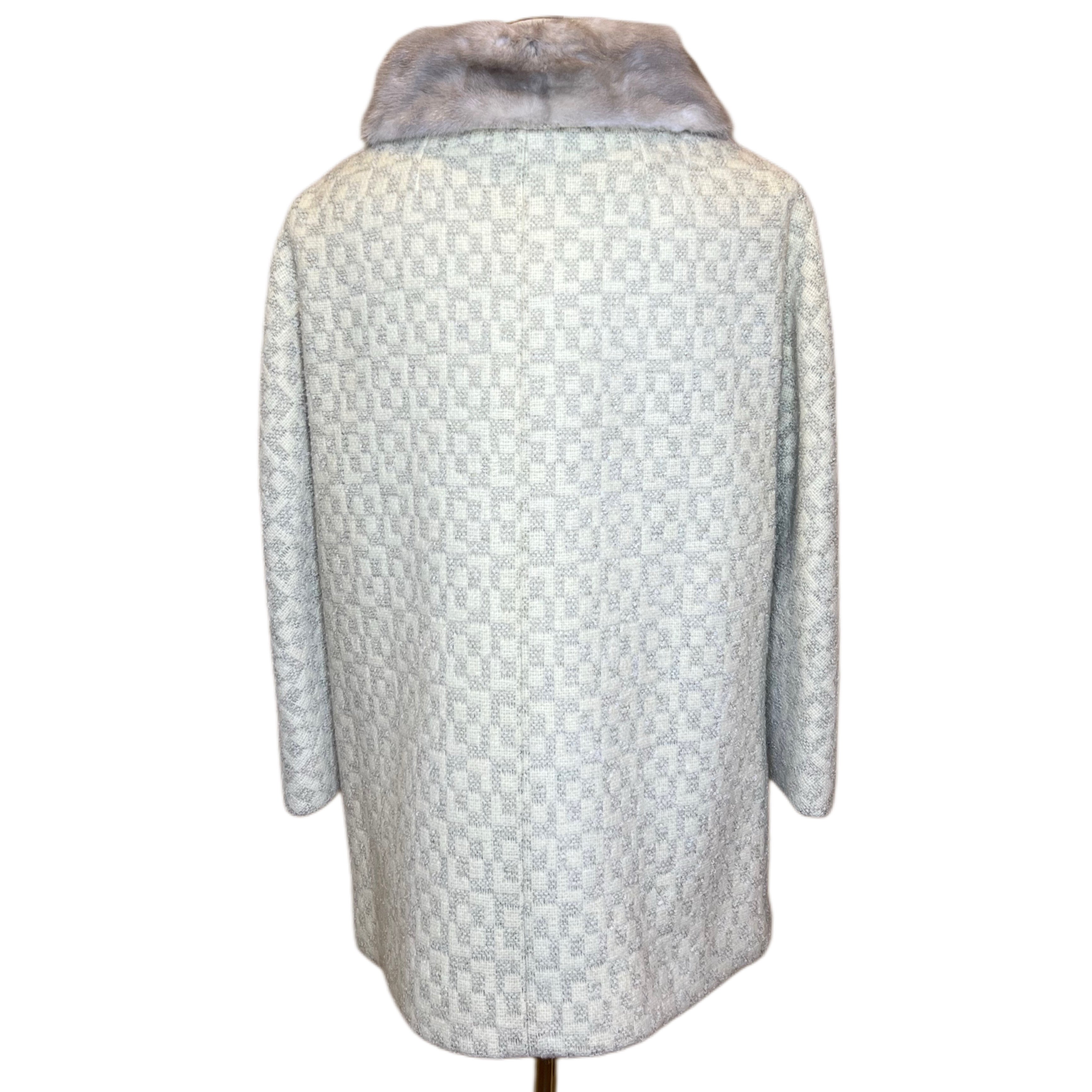 Tweed Coat with Fur Collar, 1960s, 42’ Bust