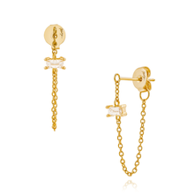 Load image into Gallery viewer, Harvey Chain Hoops: White Topaz
