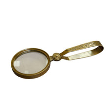 Load image into Gallery viewer, 4-3/4" Antiqued Brass Magnifying Glass with Folding Handle