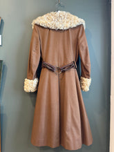 Load image into Gallery viewer, Janet - 1970's Brown Trench w/ Lamb trim &amp; MK belt, 38" Bust, As is