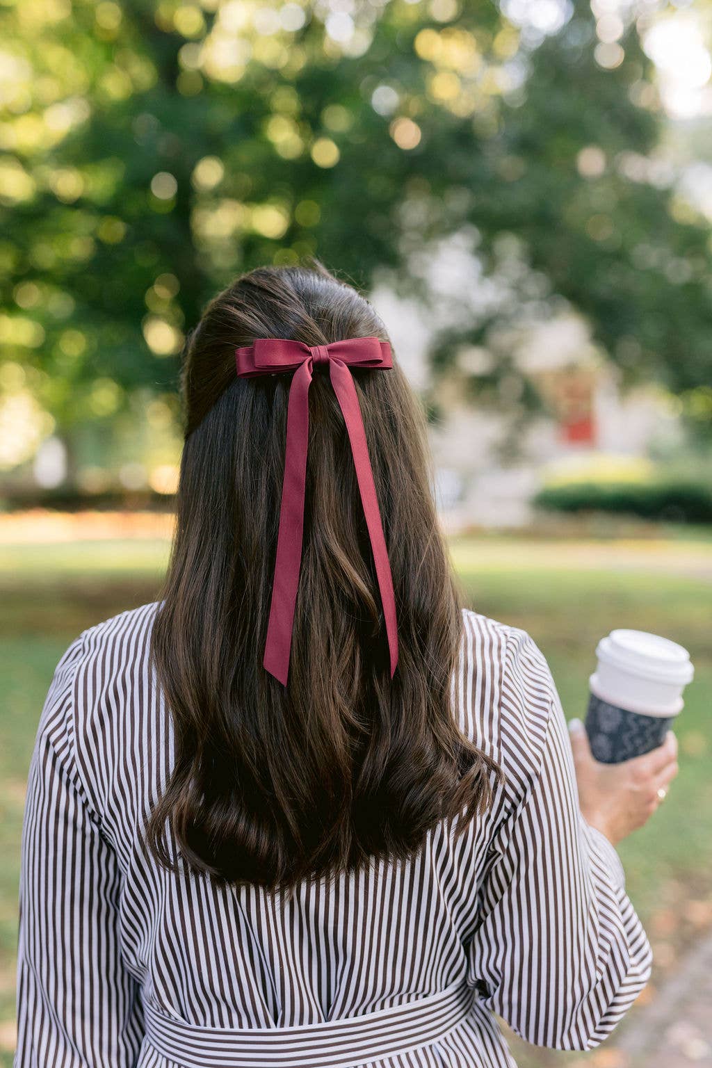 Long Matte Satin Hair Bow Barrette | Micro Alice Bow: Ivory