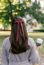 Load image into Gallery viewer, Long Matte Satin Hair Bow Barrette | Micro Alice Bow: Soft Pink