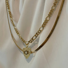 Load image into Gallery viewer, Listen To Your Angel Necklace. Gold Chain and Heart Charm: Silver - White Gold Filled