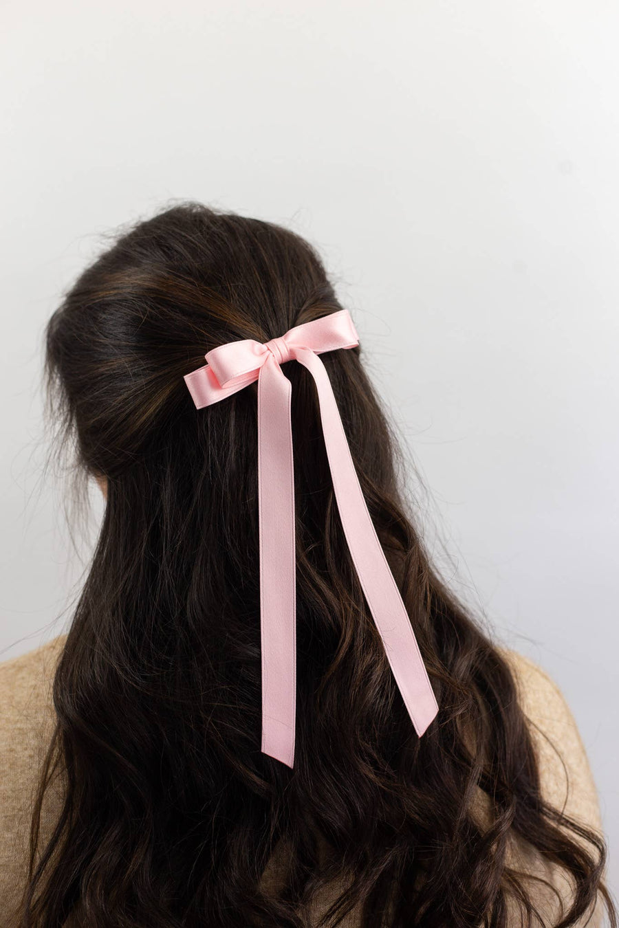 Long Matte Satin Hair Bow Barrette | Micro Alice Bow: Red
