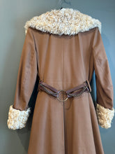 Load image into Gallery viewer, Janet - 1970's Brown Trench w/ Lamb trim &amp; MK belt, 38" Bust, As is