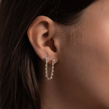 Load image into Gallery viewer, Two-Piercing Tennis Chain Link Studs: Gold