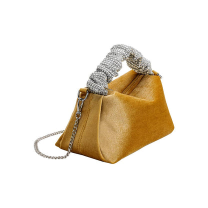 Estela Gold Velvet Top Handle Bag