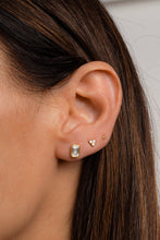 Load image into Gallery viewer, Emerald Cut Stud Earrings: Gold