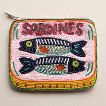 Load image into Gallery viewer, Beaded Sardine Tin Clutch – Pink Hand-Embroidered Sequin Zip Pouch: MT / ONE