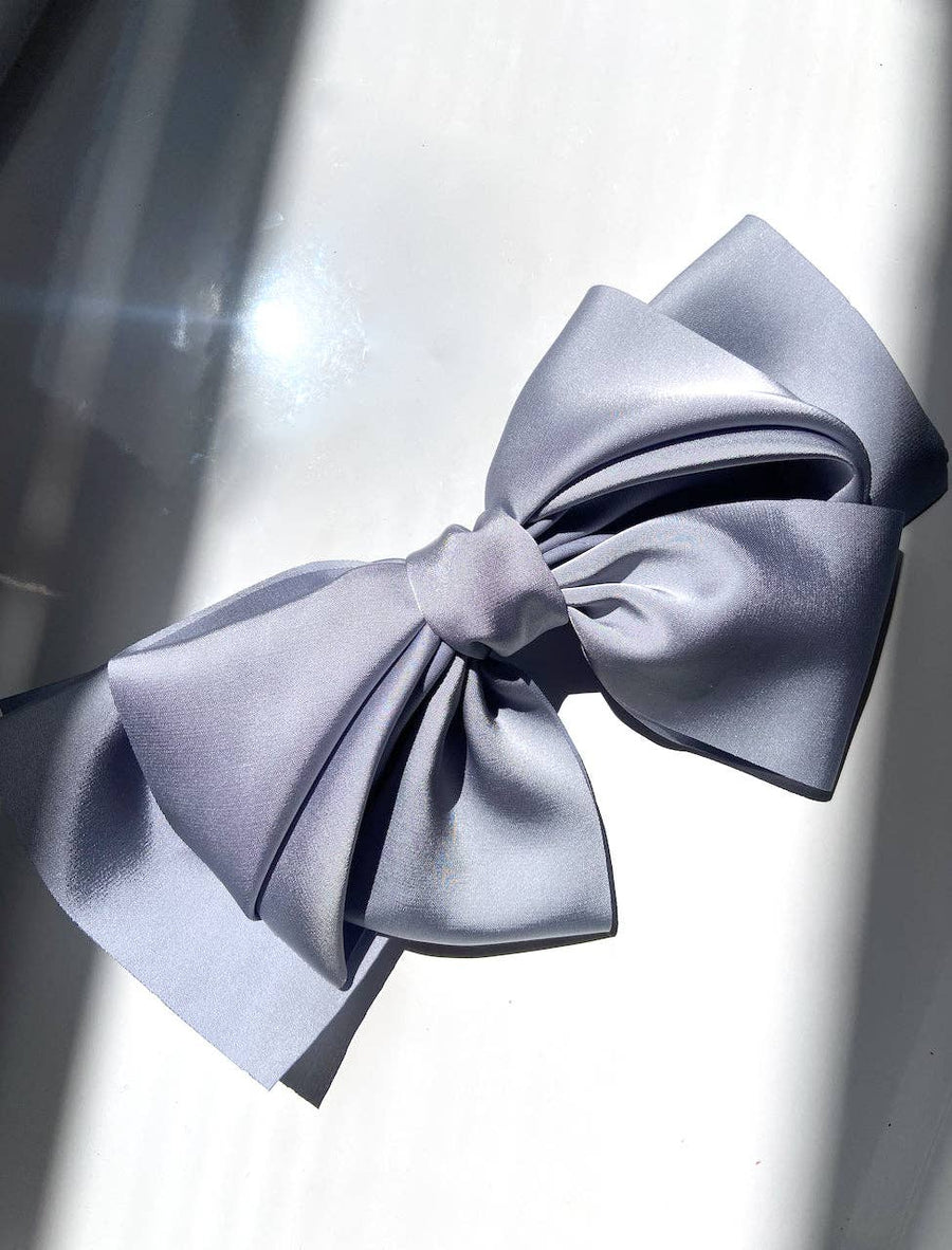 Giant Satin Bow Hair Clip: Beige