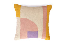 Load image into Gallery viewer, Geo Shapes Handcrafted Throw Pillow, Purple- 18x18 inch: CUSHION COVER WITH INSERT