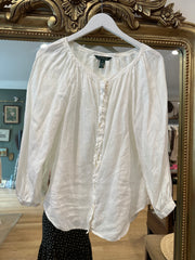 White Linen Top, 2000’s, 42” Bust