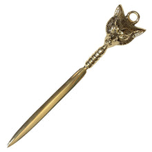 Load image into Gallery viewer, 9-1/2" Solid Brass Fox Letter Opener- Antique Vintage Style