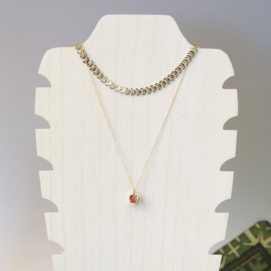 Pomegranate Charm Necklace: 14kt Gold Fill or Strling Silver: Gold - Persephone