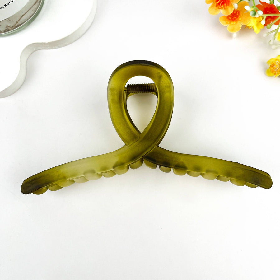 🍂 Matte Brown Large Claw Clip – 13cm Elegant Hair Accessor: Green