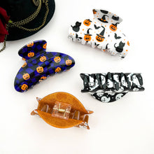 Load image into Gallery viewer, Spooky CuteGhost, Pumpkin &amp; Spirit Cat Halloween Claw Clip: Black