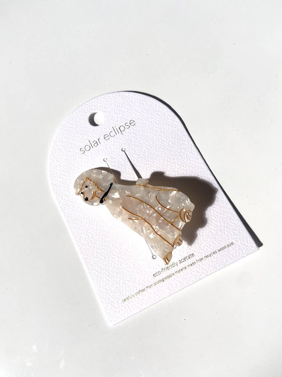 Hand-painted Poodle Dog Barrette Hair Clip | Eco-Friendly