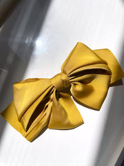 Giant Satin Bow Hair Clip: Beige