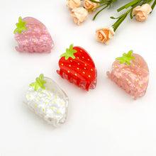 Load image into Gallery viewer, Strawberry Acrylic Printed Hair Claw Clip: Red