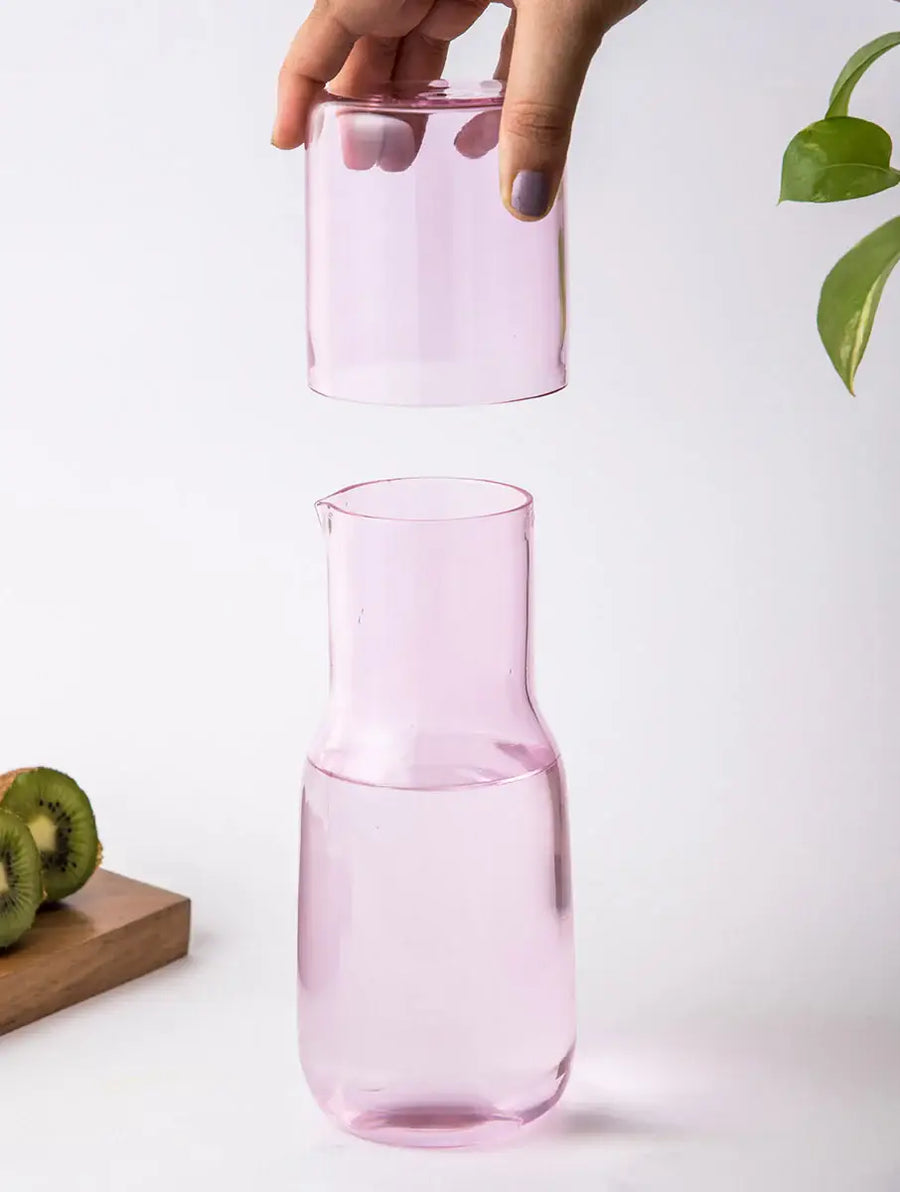 Handcrafted  Glass Carafe- Pink