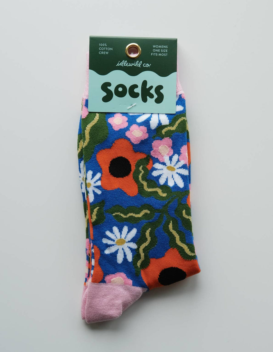 Wavy Daisy 100% Cotton Women's Crew Socks