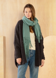 Cozy Woven Cashmere Wrap Shawl Scarf Throw: Cream