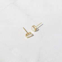 Load image into Gallery viewer, Emerald Cut Stud Earrings: Gold