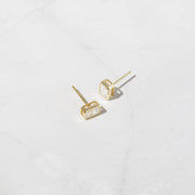 Emerald Cut Stud Earrings: Silver