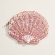 Beaded Shell Pouch with Pearl Accent: Light Blue / One / M-5KC77038