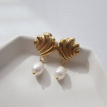 Load image into Gallery viewer, Seashell Pearl Earrings | Dangle Earrings