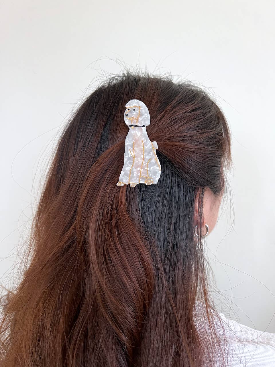 Hand-painted Poodle Dog Barrette Hair Clip | Eco-Friendly