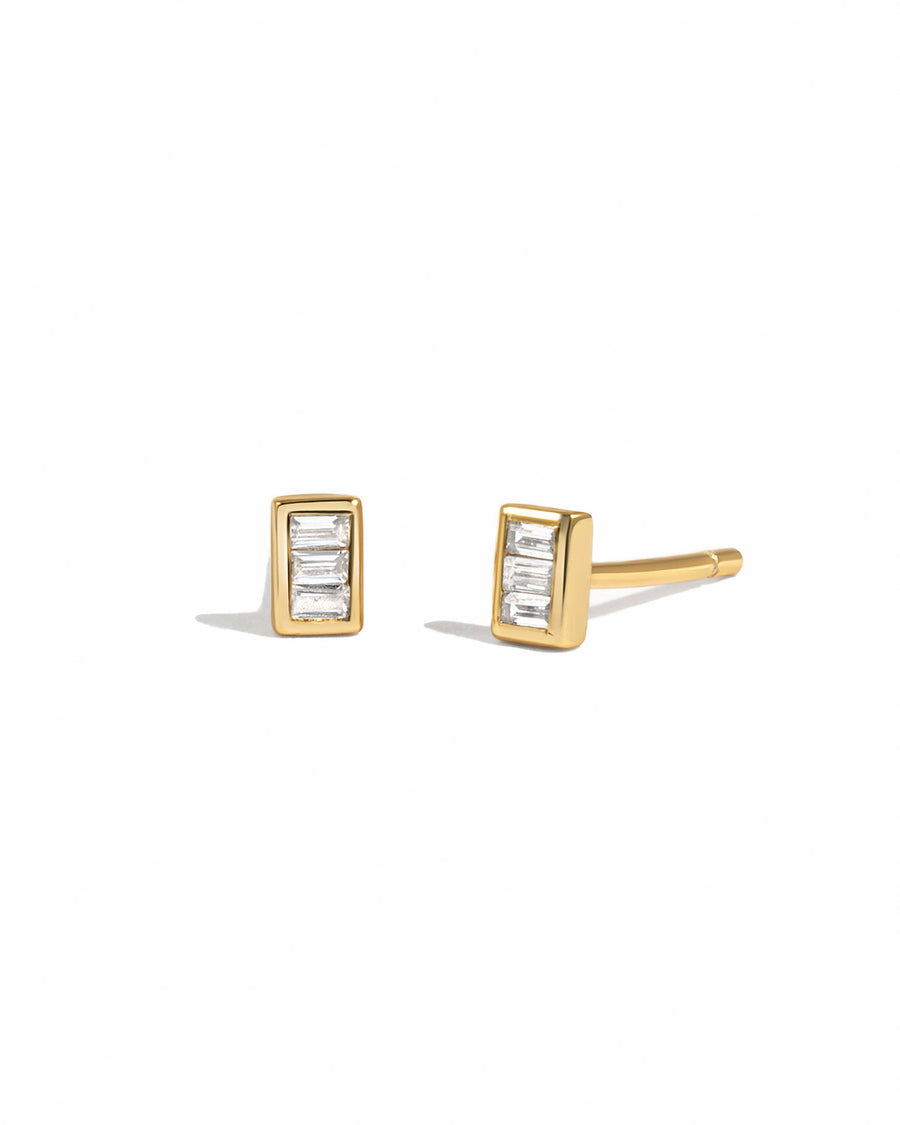 Tiny Baguette Studs: Gold