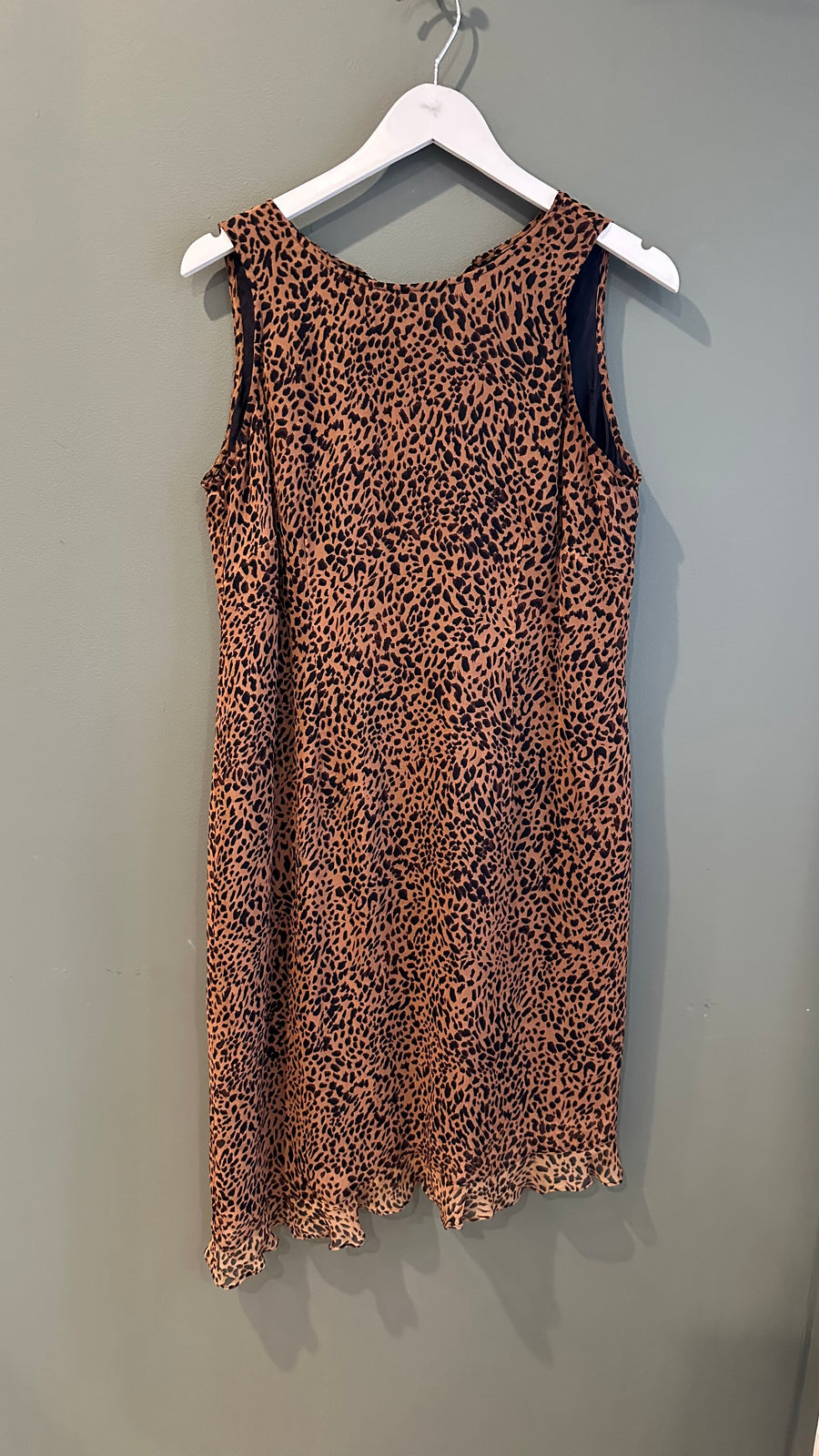Cheetah Print Silk Mini Dress, 1990s, 42” Bust, as is