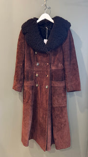 Chocolate Brown Suede Jacket with Shearling, 1970s, 38” Bust