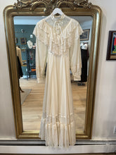 Load image into Gallery viewer, Gunne Sax White Dress, 1970s, 26” Waist, 32” Bust as is