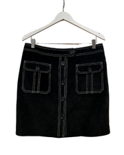 Black Suede Skirt, 1990s, 32” Waist