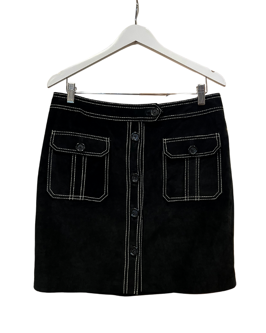Black Suede Skirt, 1990s, 32” Waist