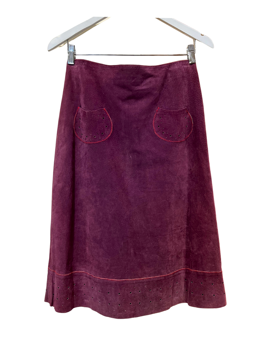 Purple Suede Skirt, 1970s, 28” Waist, As Is