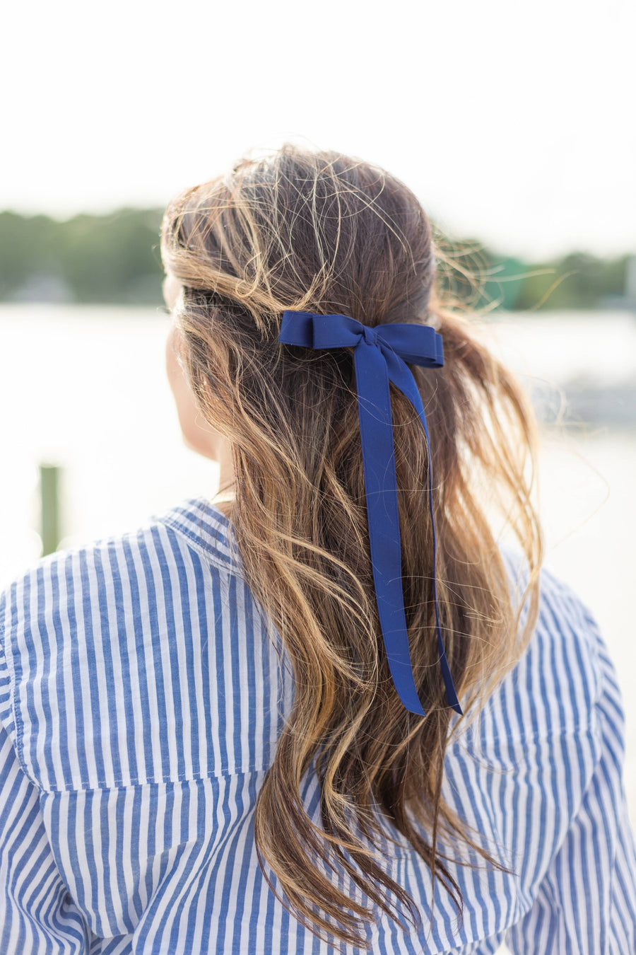 Long Matte Satin Hair Bow Barrette | Micro Alice Bow: Red