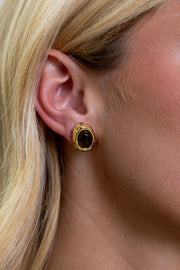 Saylor Tiger Eye Studs: 0.6"