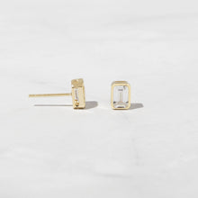 Load image into Gallery viewer, Emerald Cut Stud Earrings: Gold