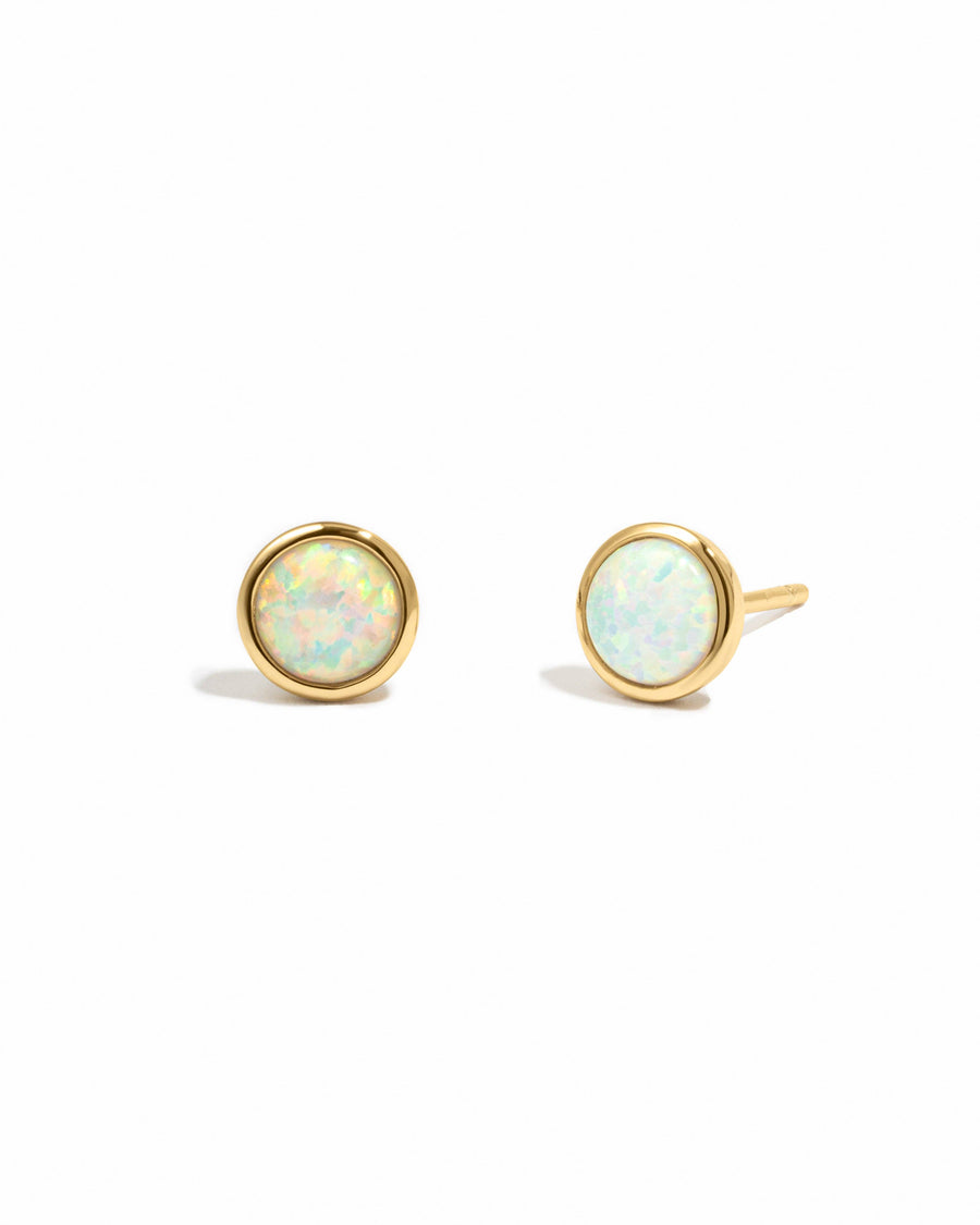 Large Opal Studs: Gold
