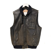 John B - Vintage Old Flight Wear Leather Vest, 44" Chest