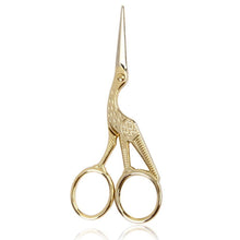 Load image into Gallery viewer, Gold-Tone or Silver Crane Scissors 3.5": Gold