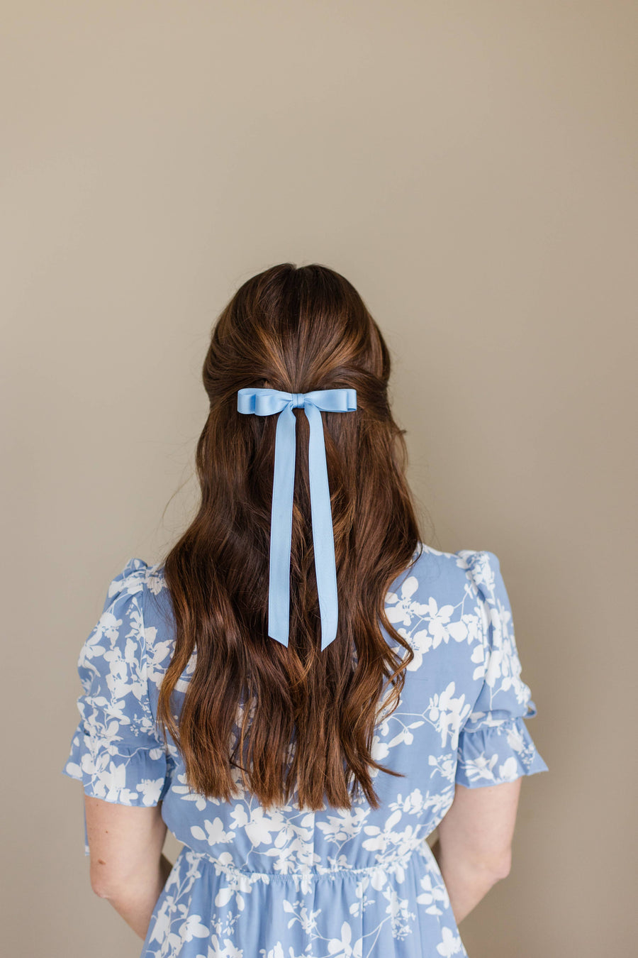 Long Matte Satin Hair Bow Barrette | Micro Alice Bow: Soft Pink