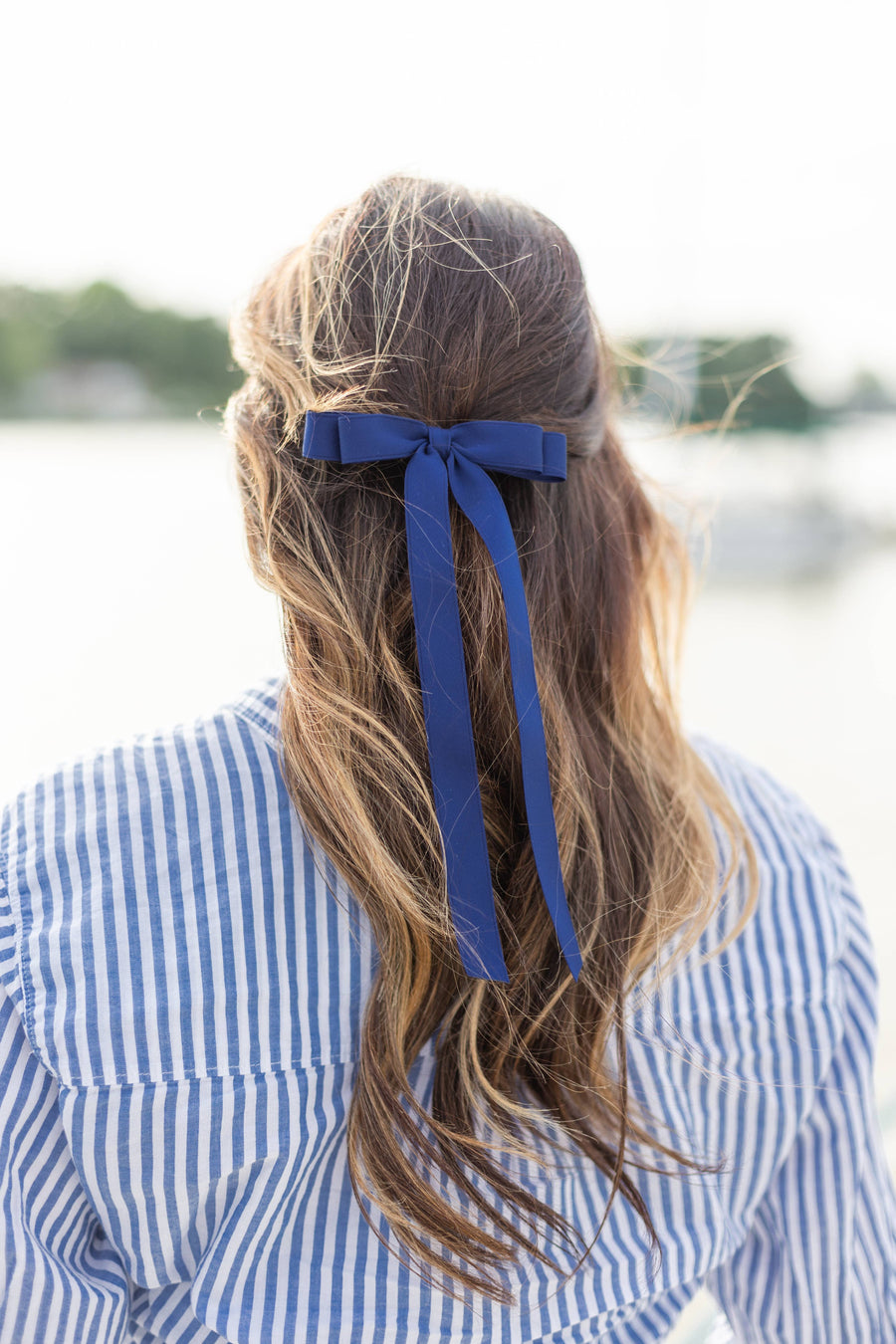 Long Matte Satin Hair Bow Barrette | Micro Alice Bow: Red