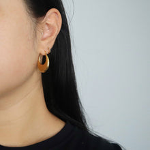 Load image into Gallery viewer, Flat Moon Hoops | Gold Hoops
