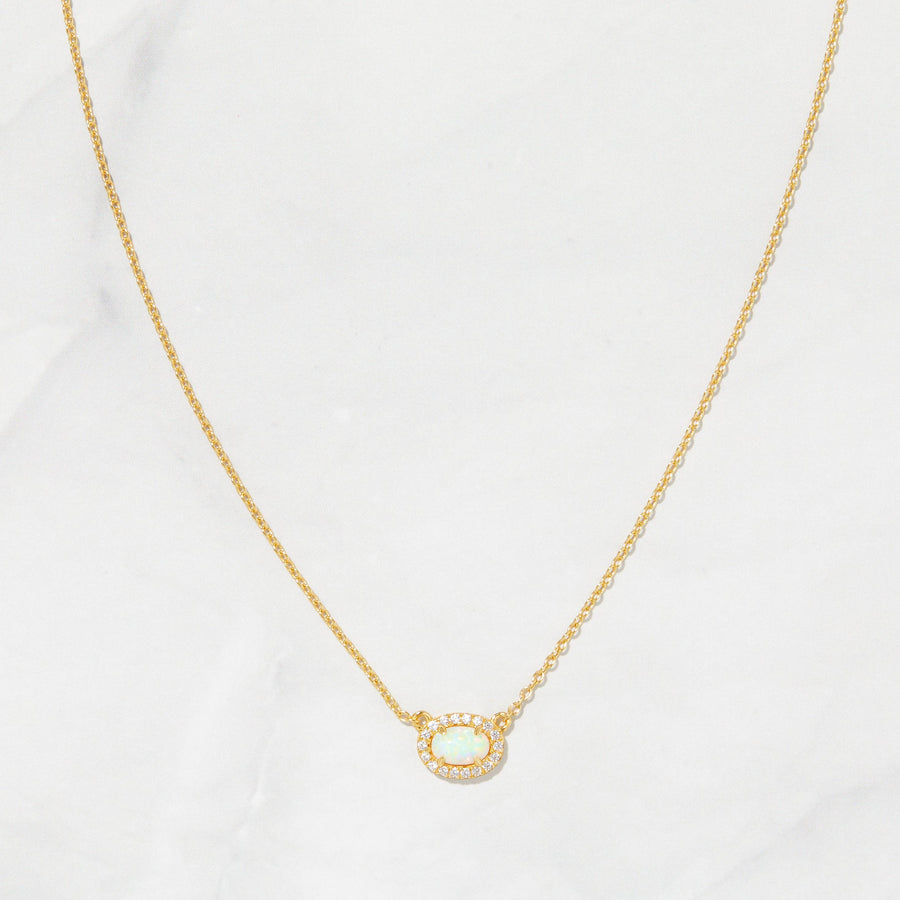 Opal Halo Necklace: Silver