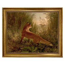 Load image into Gallery viewer, Fox Flushing Ducks Oil Painting Print on Canvas, Gold Frame: Antiqued gold resin / 5" x 6"